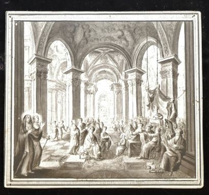 null 
François LEFEBVRE (1747-1817), Marie retrouve Jésus au Temple. Dessin à l’encre,...