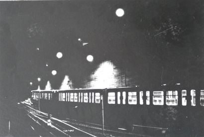 null Unidentified photographer. Subway at night. Black and white print mounted on...