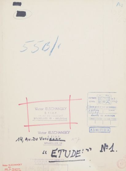 null Victor ELSCHANSKY (XXe, né en 1913). Etude n°1 (étude de nu). Circa 1950/70....