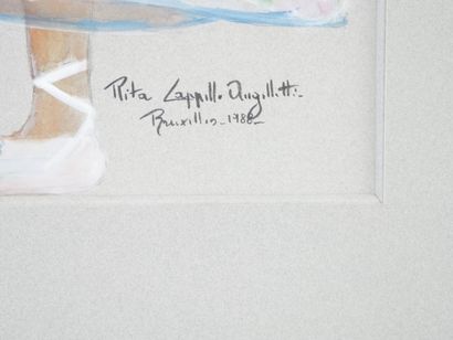 null Rita CAPPELLO ANGELLOTTI "Dancer", watercolor and gouache on paper signed lower...