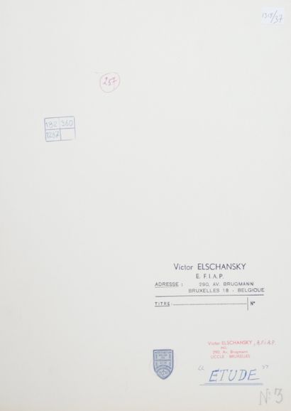 null Victor ELSCHANSKY (XXE, né en 1913). "Etude n°3", (solarisation, femme nue)....