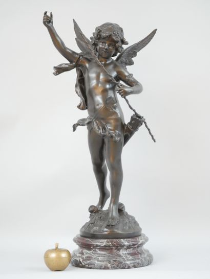 null Augustin MOREAU (1834-1917) Cupid. A bronze proof with brown patina signed on...
