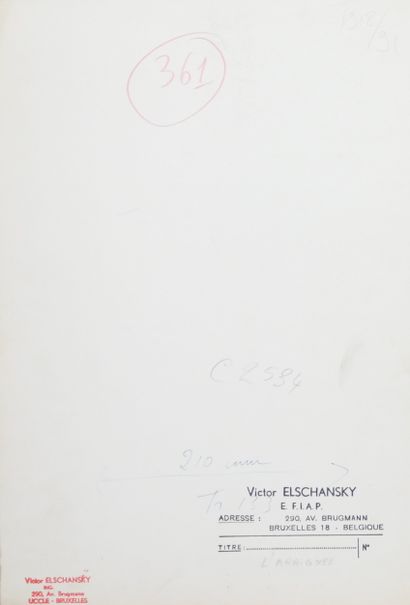 null Victor ELSCHANSKY (XXe, né en 1913). L'araignée (étude de nu). Circa 1950/70....