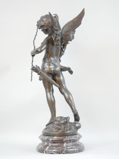null Augustin MOREAU (1834-1917) Cupid. A bronze proof with brown patina signed on...