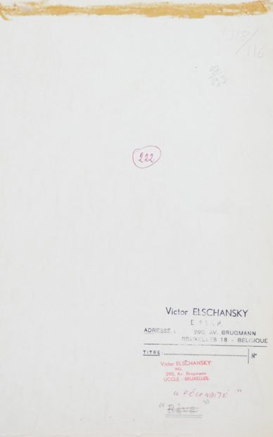 null Victor ELSCHANSKY (XXe, né en 1913). Fécondité (étude de nu). Circa 1950/70....