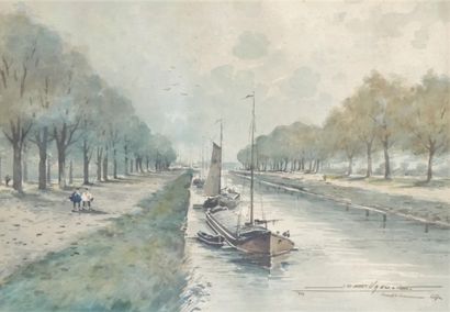 Belgian school (XXth century) Canal of Coronmeuse....