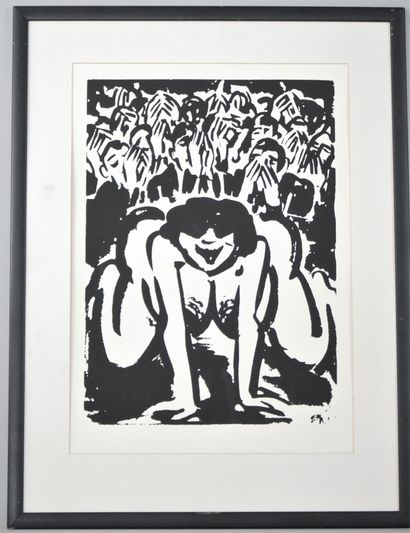 null Set of three erotic lithographs, monogrammed FM, on view 59 x 42 cm each.