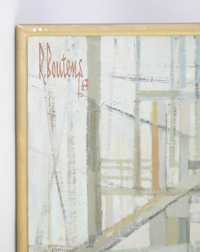 null R.BOUTENS. "Abstraction", huile sur toile signée et datée 63 en haut à gauche....