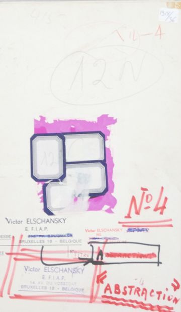 null Victor ELSCHANSKY (XXE, né en 1913). "Abstraction n°4", (femme nue). Circa 1950/70....