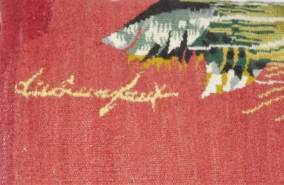 null Edmond DUBRUNFAUT. "Autumn flight", 1973. Manual tapestry in wool decorated...
