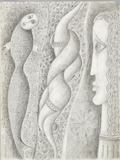 null ARMAND SIMON (BEL/ 1906-1981) 

Triptych (Woman in profile on the left and two...