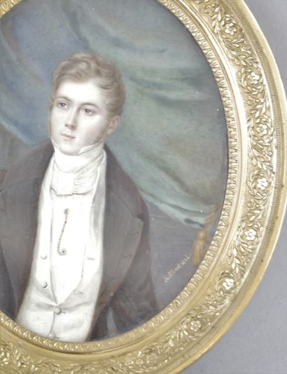 null Baron Etienne de MONTVAL (active around 1800-1821). Young man.

Oval gouache...