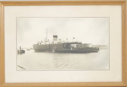null Unidentified photographer. Boat and landscape attributed to Ethiopia. Two framed...
