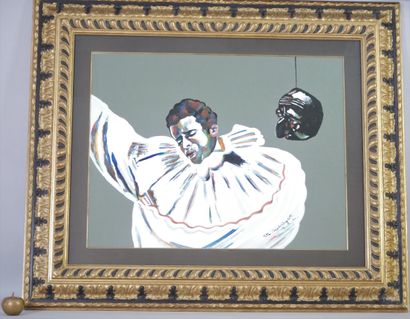 null Rita CAPPELLO ANGELLOTTI " Pierrot" aquarelle et gouache sur papier, signée,...