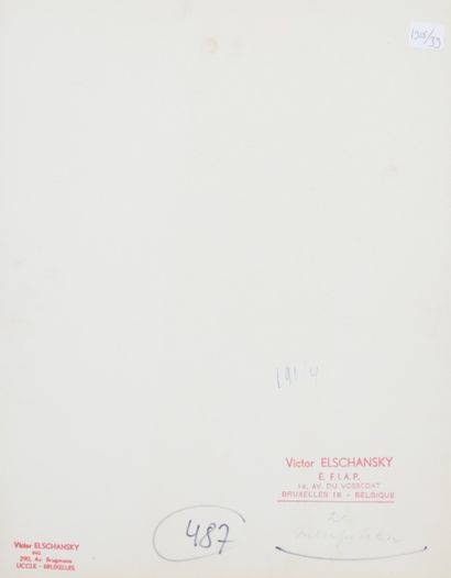 null Victor ELSCHANSKY (XXe, né en 1913). "Interprétation", portrait féminin solarisé....