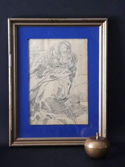 null French school of the beginning of the XIXth century, The Virgin Imploring. Graphite...