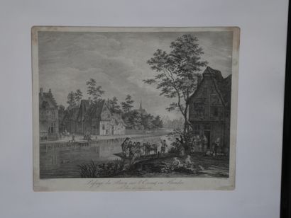 null French school of the end of the XIXth century. Suite of two views of Flanders,...
