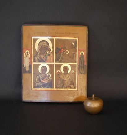 null ICON of Saint John the Baptist and Saint Nicholas. Tempera on wood. Russia,...