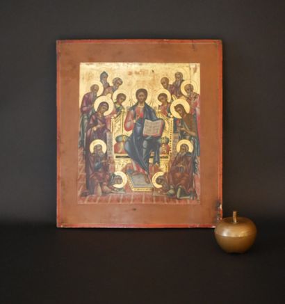 null ICON of the Deisis and the Saints. Tempera on wood. Russia, late 19th century...