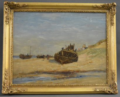 null Antoine GUILLEMET (1841 - 1918). "Pêcheuses à Equihen", autour de Boulogne vers...