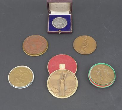 null Lot of 6 commemorative medals in bronze of which 2 of the World Fair of Belgium,...