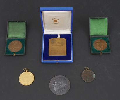 null Lot de 6 médailles commémoratives en bronze dont 2 concours agricoles, 2 du...