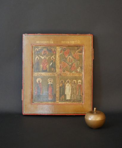 null ICON of the Saints and the Burning Bush. Tempera on wood. Russia XXth century....