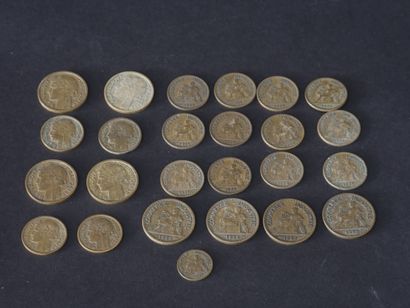 null SET of French coins with the Marianne and "Commerce and Industry" from 1921...