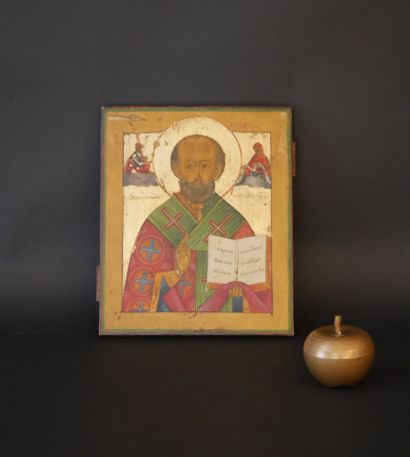 null ICON of Saint Nicolas. Tempera on wood. Russia, end of the 19th century. The...