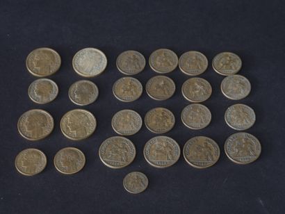 null SET of French coins with the Marianne and "Commerce and Industry" from 1921...