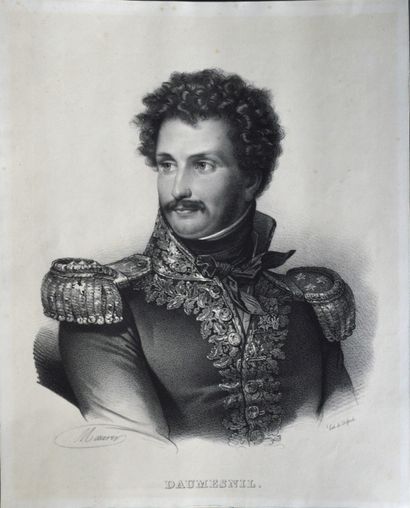 null MAURIN. Portrait du général Daumesnil. Lithographie sur papier chiffon de Delpech....