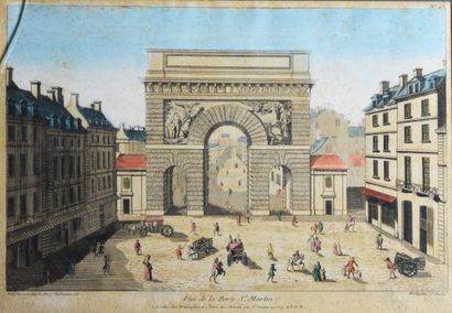 null WICHNYTHER and CHEREAU. View of the Porte St Martin. Engraving enhanced with...
