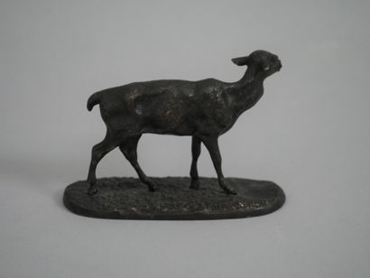 null Pierre Jules MENE (1810-1879), Lamb. Multiple edition proof in bronze with brown...