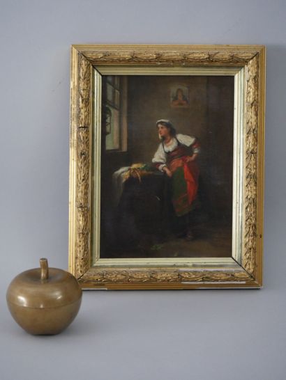 null Eugène DECAN (1829-1894. Jeune cuisinière. Huile sur toile signée en bas à gauche....