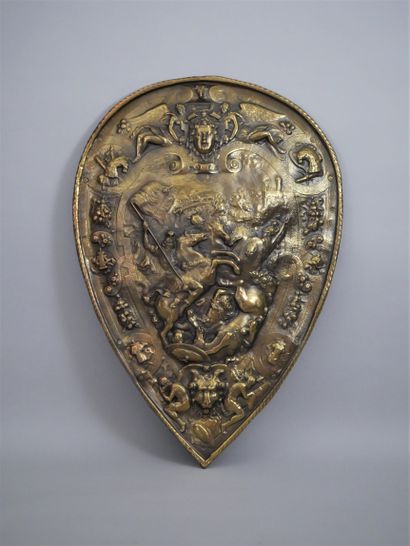 null Shield in the shape of a shield. In galvanoplasty of renaissance style, with...