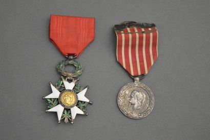null France. Lot of two decorations including a silver and enamel Chevalier de la...