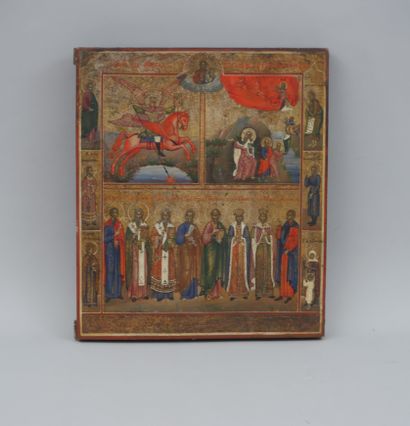 null ICONE de Saint Michel Archange et du Prophète Elie. Tempera sur bois. Ecole...