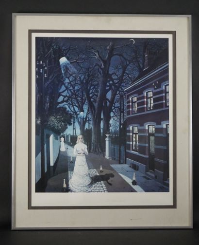 null Paul DELVAUX. All the lights. Poster, signed in the plate and outside. at sight...