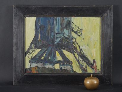 null V.D. AUWERA (Xxe). Windmill. Oil on panel, signed lower left and dated 79?