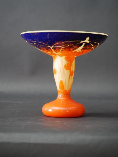 null THE FRENCH GLASS, Cup in multi-layer glass with yellow bottom jaspered and orange...