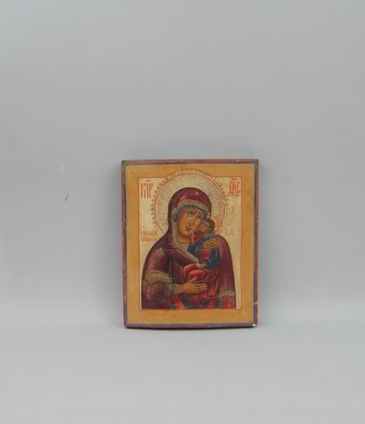 null ICON of the Virgin of Tenderness. Tempera on wood. Russian school of the end...