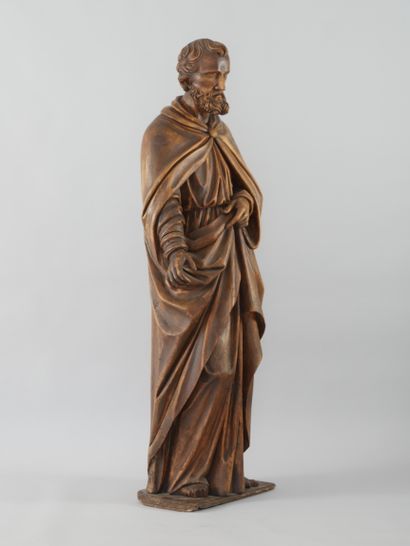 null STATUE de Saint en bois sculpté à patine dorée, Allemagne, fin du XVIIIème siècle...