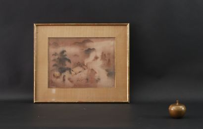 null VIETNAM, Xth century. Two paintings on silk decorated with landscapes. Signatures...