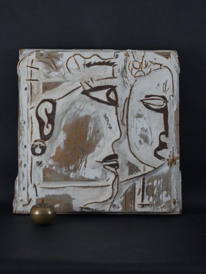 null Jean-Louis DULAAR (1956).portraits. Panel, iron and plaster. Signed on the back,...