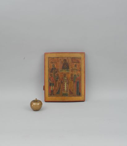 null ICON of the Veneration of the Virgin of Sorrows. Tempera on wood. Russian school...