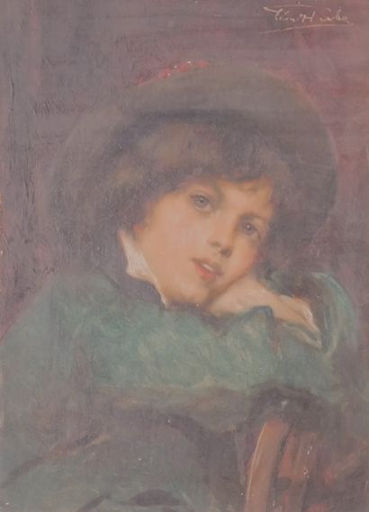 null ECOLE DU NORD (XIXe siècle) Portrait d'enfant. Huile sur panneau portant une...