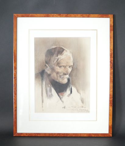 Firmin BAES (1874-1943) Portrait of an old...