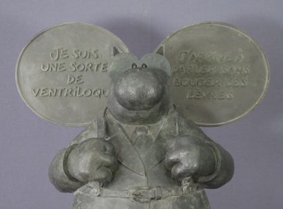 null Philippe GELUCK, Le Chat Parleur, Sculpture en bronze à patine vert foncé. Epreuve...