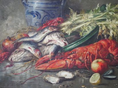 null Maurice CARLIER (1894-1976) Still Life with a Lobster. Oil on canvas signed...