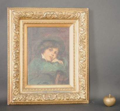 null ECOLE DU NORD (XIXe siècle) Portrait d'enfant. Huile sur panneau portant une...